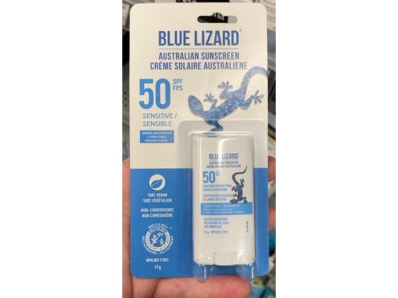 Blue Lizard Sensitive Mineral Sunscreen Stick, SPF 50, 0.5 oz/14 g