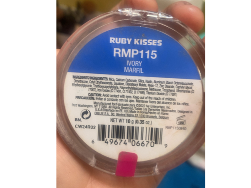 Ruby Kisses Mineral Pressed Powder Foundation, 1-3 Ivory RMP115, 0.35 fl oz/10 g