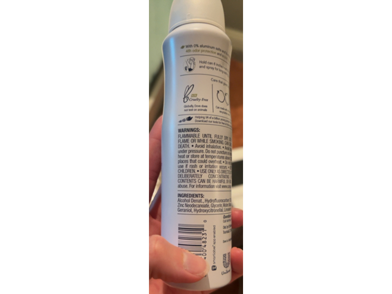 Dove Moisturizers Deodorant Spray, Lavender & Vanilla, 4 oz/113 g