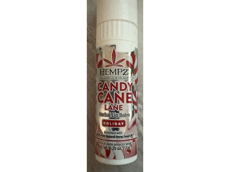 Hempz Candy Cane Lane Herbal Lip Balm, Holiday, 0.25 oz/7 g