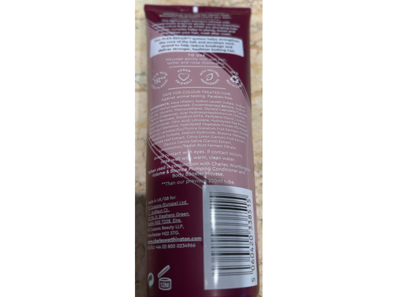 Charles Worthington Volume & Bounce Weightless Shampoo, 8.45 fl oz/250 mL