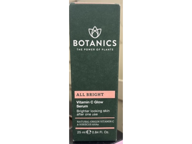 Botanics All Bright Glow Serum, Vitamin C, 0.84 fl oz/25 mL