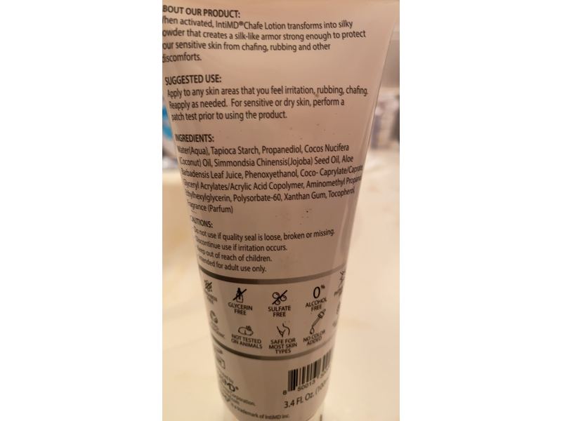 IntiMD Chafe Lotion, RealDry Formula, 3.4 fl oz
