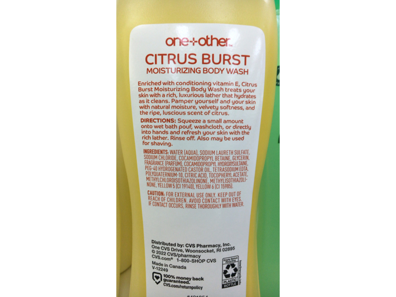 One+Other Moisturizing Body Wash, Citrus Burst, 24 fl oz/710 mL