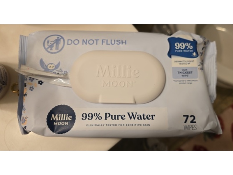 Millie Moon Pure Water Wipes, 72 Count