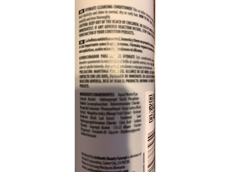 Authentic Beauty Concept Hydrate Cleansing Conditioner, Silicone free, 10.1 fl oz/300 mL