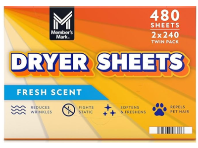 Member's Mark Dryer Sheets, Fresh Scent, 240 Count, Pack Of 2