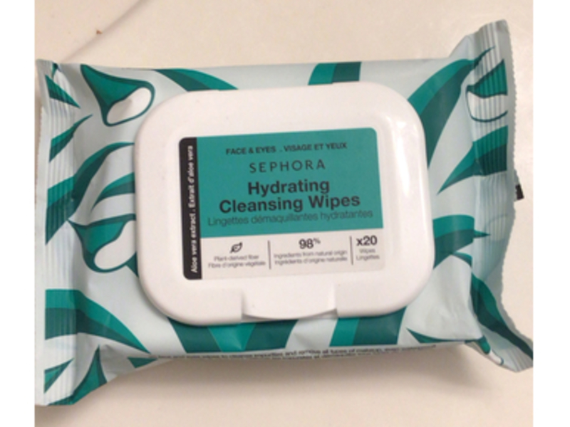 Sephora Face & Eyes Hydrating Cleansing Wipes, Aloe Vera Extract, 20 Count