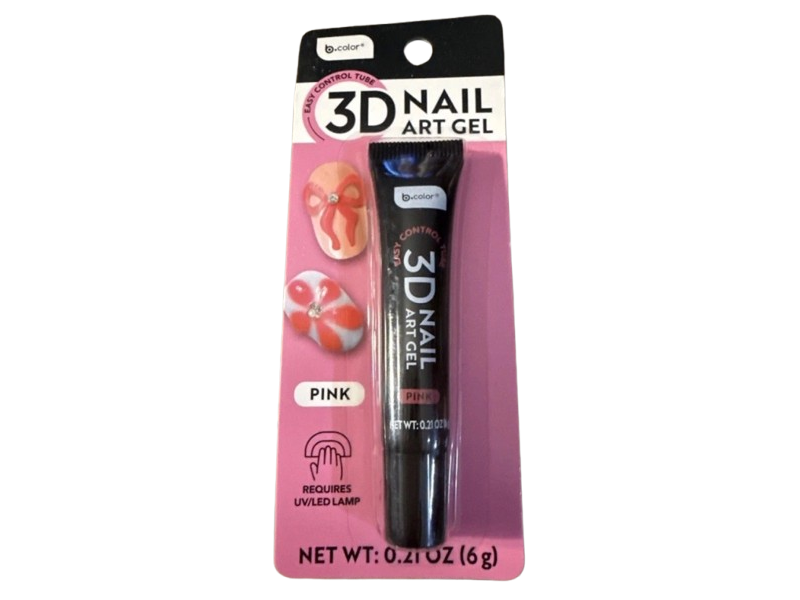 b-Color 3D Nail Art Gel, Pink, 0.21 oz/6 g