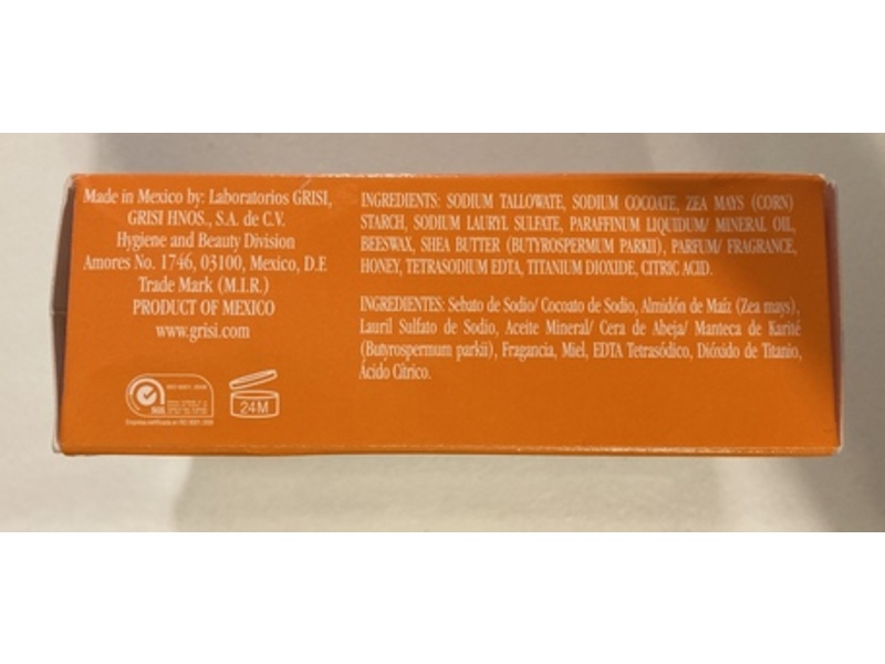 Grisi Miel De Abeja Bar Soap, Honey Bee, 3.5 oz/100 g, Pack Of 12