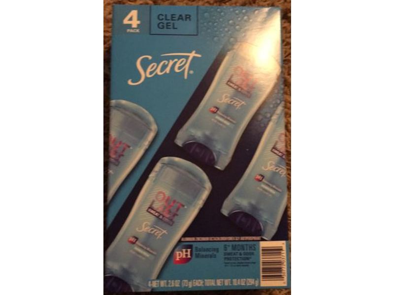 Secret Outlast Deodorant, Shower Fresh, Clear Gel, 2.6 oz/73 g, Pack Of 4