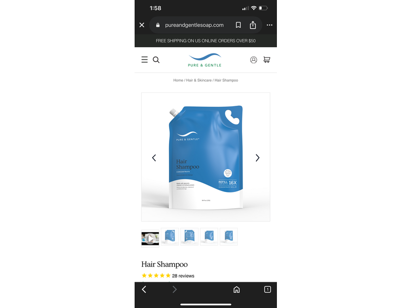 Pure & Gentle Hair Shampoo, Concentrate, 64 fl oz/1.9 L