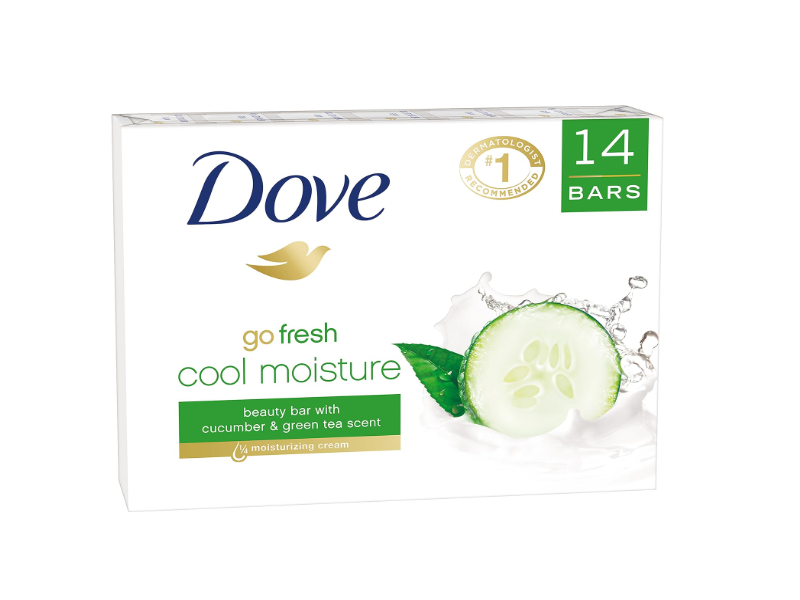 Dove Go Fresh Cool Moisture Beauty Bar , Cucumber & Green Tea, 4 oz, Pack Of 14