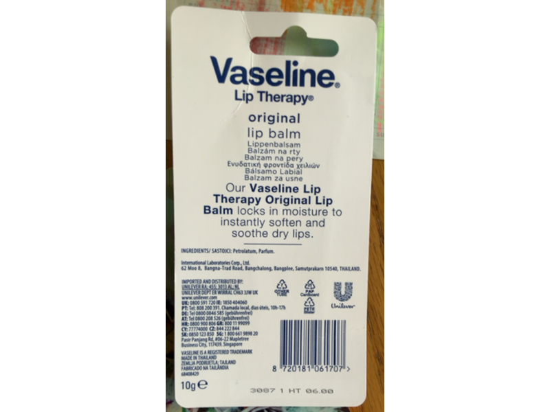Vaseline Lip Therapy Lip Balm, Original, 10 g