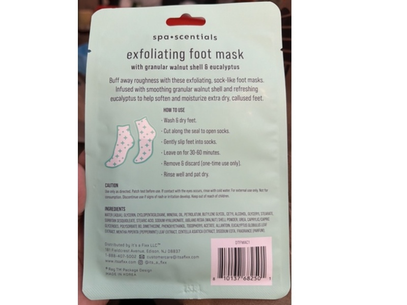 Spa Scentials Scrub Me Softly Exfoliating Foot Mask, Granular Walnut Shell & Eucalyptus, 0.92 oz/26g