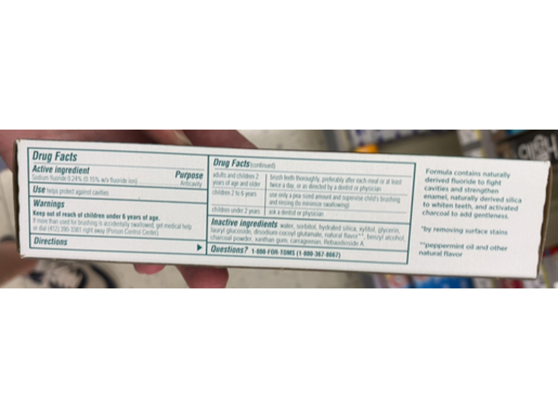 The Original Tom's Of Maine Activated Charcoal Anticavity Toothpaste, Peppermint, 4 oz/113 g, Pack Of 3