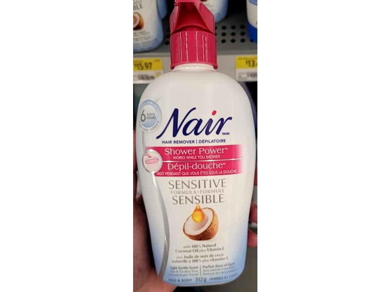 Nair Hair Remover Shower Power, Coconut Oil + Vitamin E, 312 g