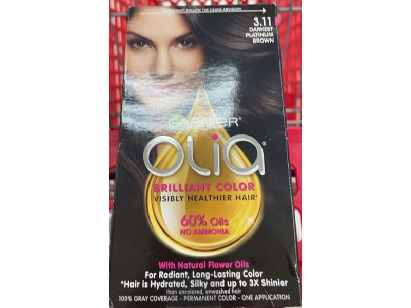 Garnier Olia Permanent Hair Color, 3.11 Darkest Platinum Brown, 1 Application, Pack Of 3