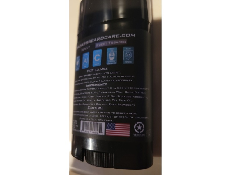 Badass Beard Care The Outlaw Natural Deodorant, Activated Charcoal, 2.8 oz/79 g