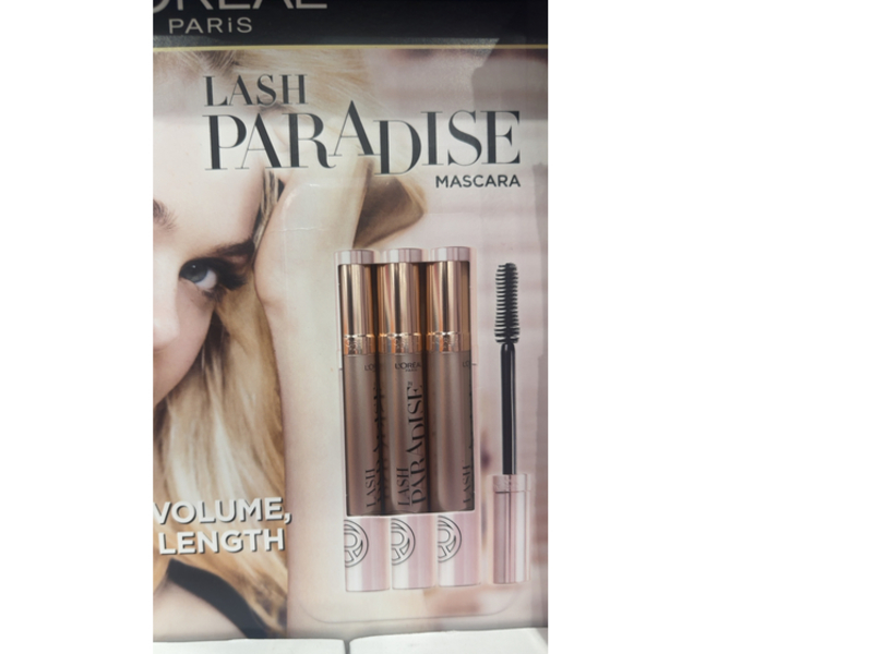 L'Oreal Paris Lash Paradise Mascara, Blackest Black, 0.28 fl oz/8.5 mL, Pack Of 3