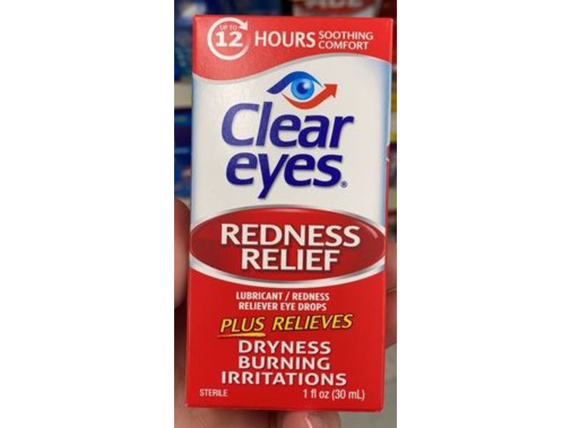 Clear Eyes Redness Relief Lubricant/Redness Reliever Eye Drops, Plus Relieves, Dryness Burning Irritations, 1 fl oz/30 mL