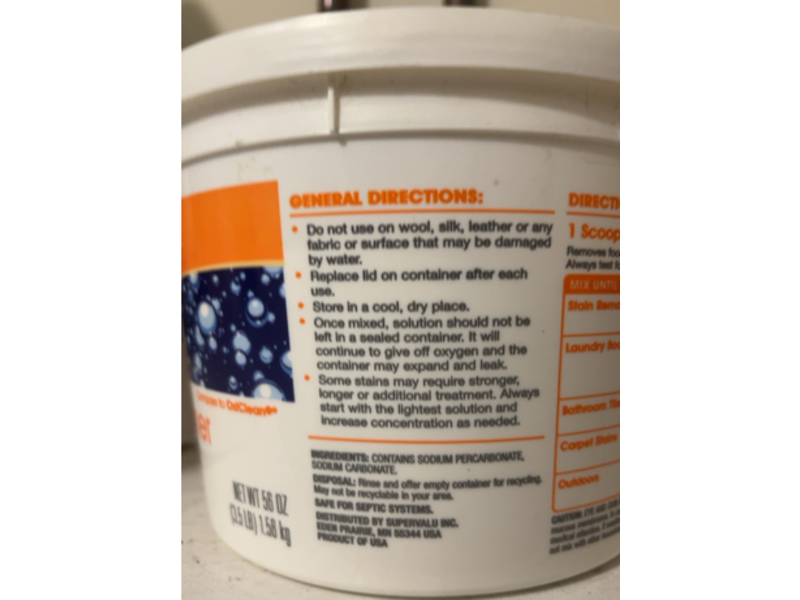 Essential Everyday Multi Purpose Stain Remover Oxygenated Cleaner, 56 oz/1.58 kg