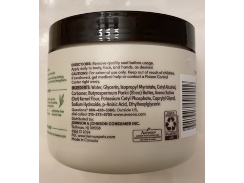 Aveeno Daily Moisturizing Cream, Prebiotic Oat & Shea Butter, 20 oz/567 g