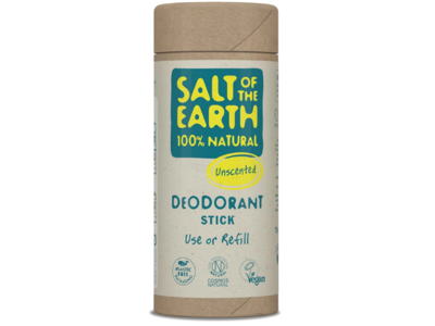Salt Of The Earth 100 % Natural Unscented Deodorant Stick, Use or Refill, 75 g