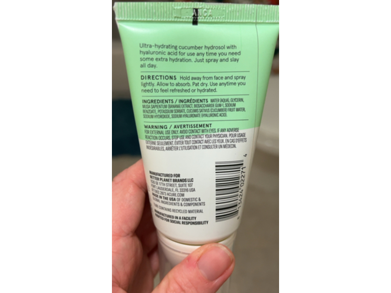 Acure Ultra Hydrating Superfine Mist, Cucumber & Hyaluronic, 2 fl oz/59 mL