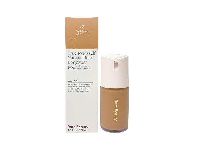 Rare Beauty True to Myself Natural Matte Longwear Foundation, Shade 12 Light Warm, 1 fl oz/30 mL