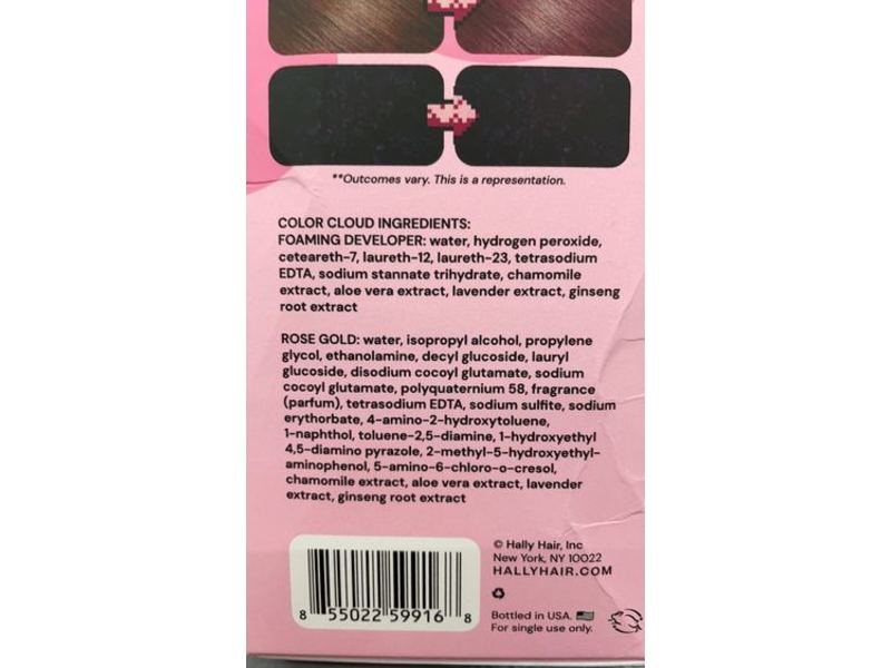 Hally Color Cloud Demi-Permanent Hair Dye, Rose Gold, 25 Washes
