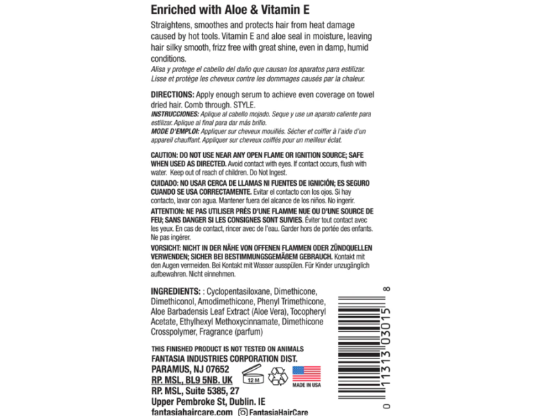 Fantasia Ic Heat Protector Hair Straightening Serum, 6 oz/178 mL