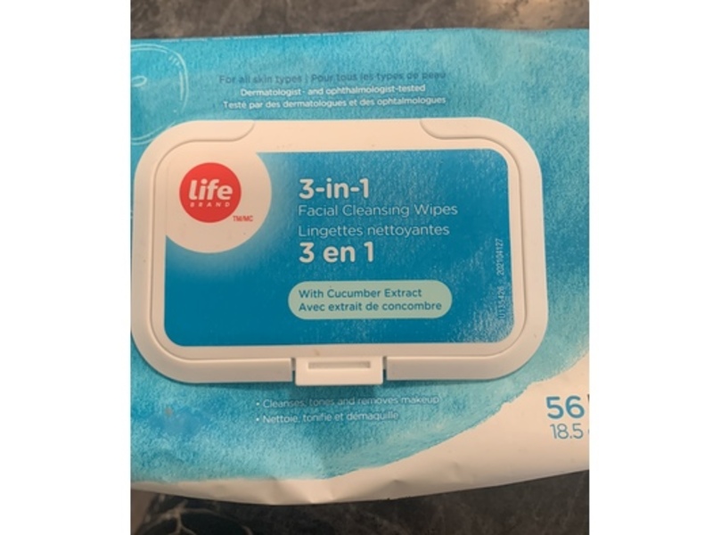 Life Brand 3 In 1 Facial Cleansing Wipes, 56 Count