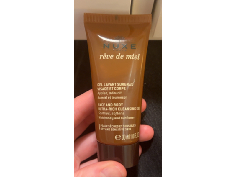 Nuxe Paris Face And Body Ultra-Rich Cleansing Gel, Honey & Sunflower, 1.0 fl oz/30 mL