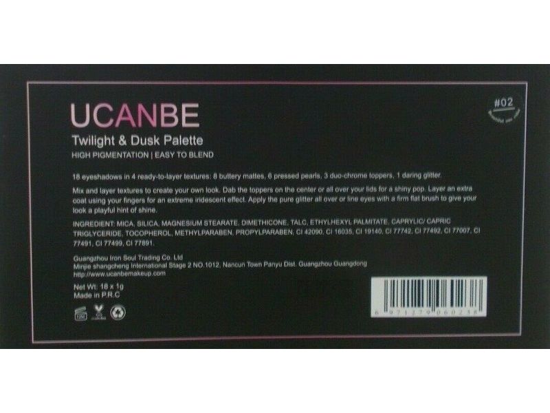 Ucanbe Twilight & Dusk Eyeshadow Palette, 18 Pigmented