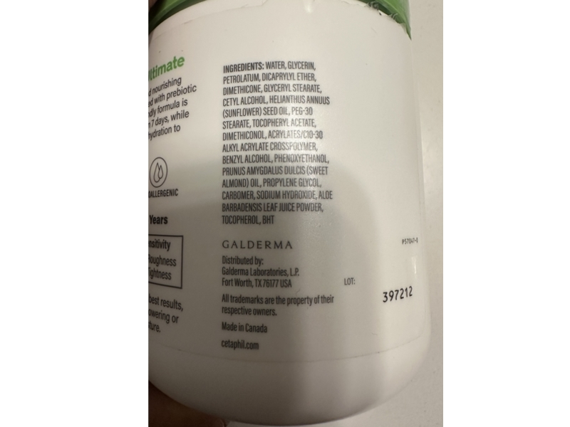 Cetaphil Ultimate Moisturizing Cream, Prebiotic Aloe, 20 oz/566 g