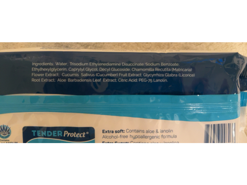 Tender Protect Premoistened Adult Wipes, Aloe + Lanolin, 50 Count