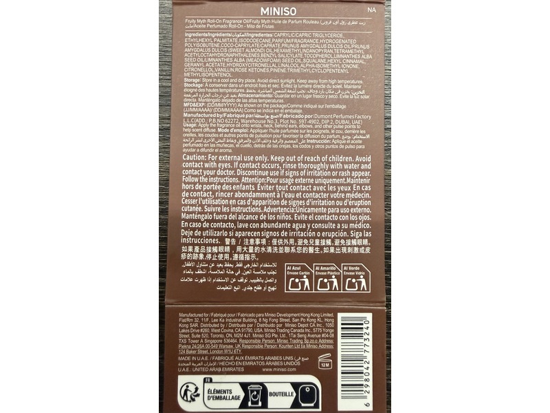 Miniso Fragrance Oil Roll-On, Fruity Myth