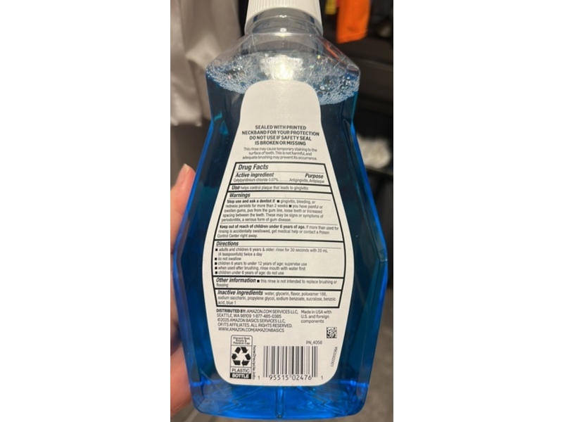 Amazon Basics Multi Action Antiseptic Oral Rinse, Fresh Mint, 33.8 fl oz/1 L
