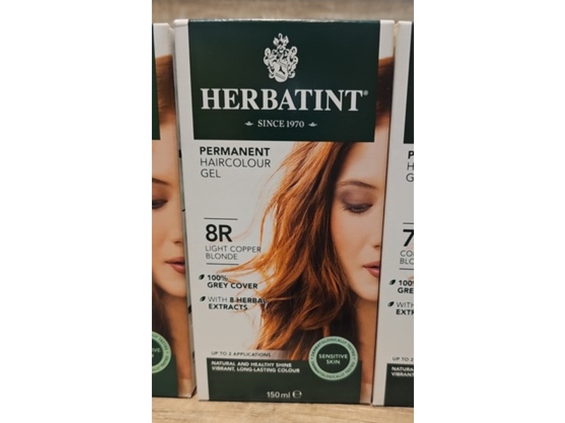 Herbatint Permanent Hair Colour Gel, 8R Light Copper Blonde, 2 Application, 150 mL