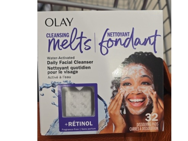 Olay Cleansing Melt Daily Facial Cleanser Dissolving Pads, Retinol, 32 Count, Pack Of 2