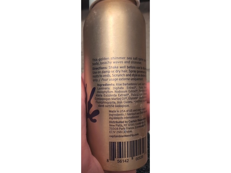 Captain Blankenship Sea Salt Spray, Golden Shimmer, 2 fl oz/59 mL