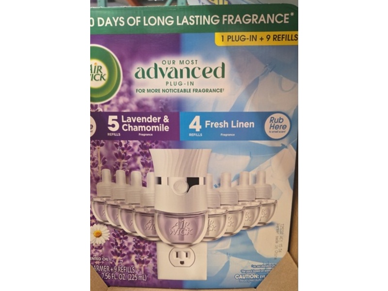 Air Wick Plug-In Air Freshener Scented Oil Refill, Lavender & Chamomile & Fresh Linen, 9 Count