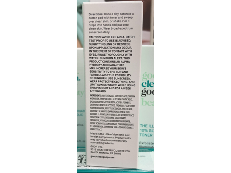 good.clean.goop Beauty The Illuminator 10% Glycolic Toner, 3.4 fl oz/100 mL