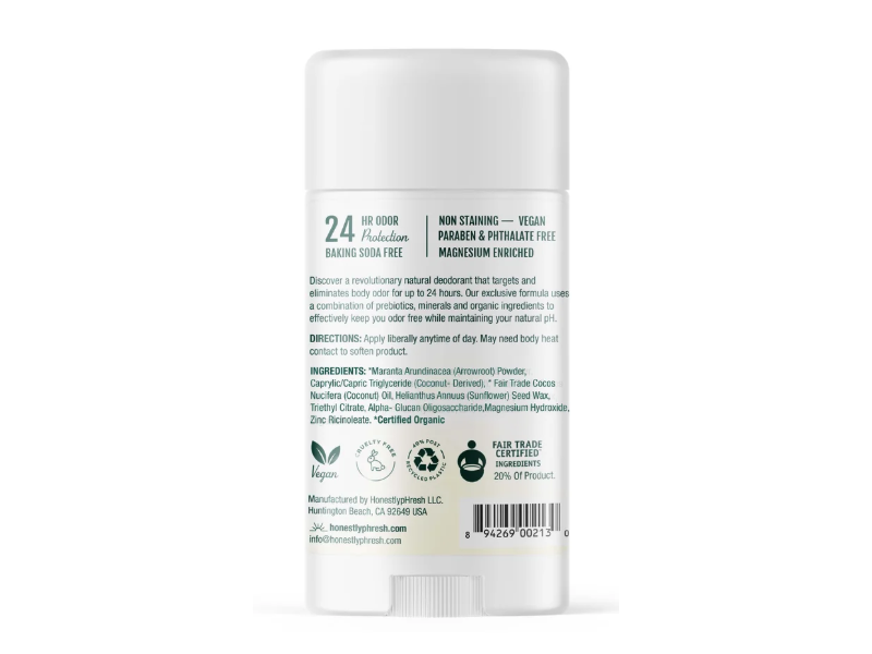 Honestly pHresh Prebiotic Deodorant, Unscented, 2.25 oz/64 g