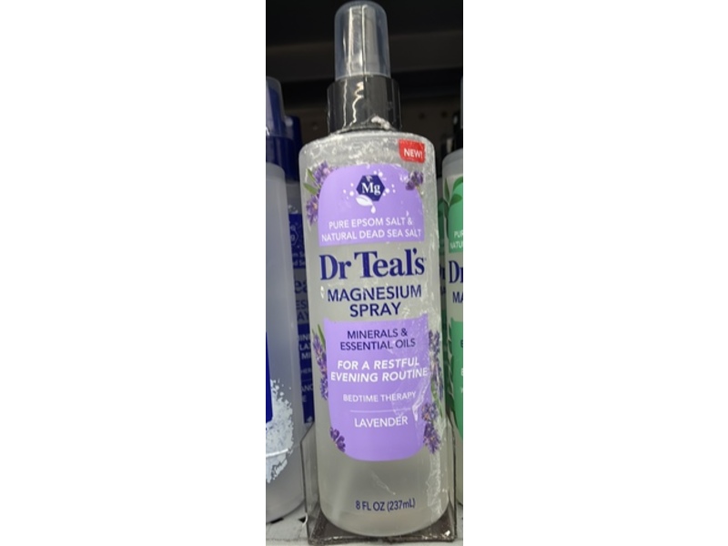 Dr Teal's Magnesium Spray, Lavender, Pure Epsom Salt & Natural Dead Sea Salt, 8 fl oz/237 mL