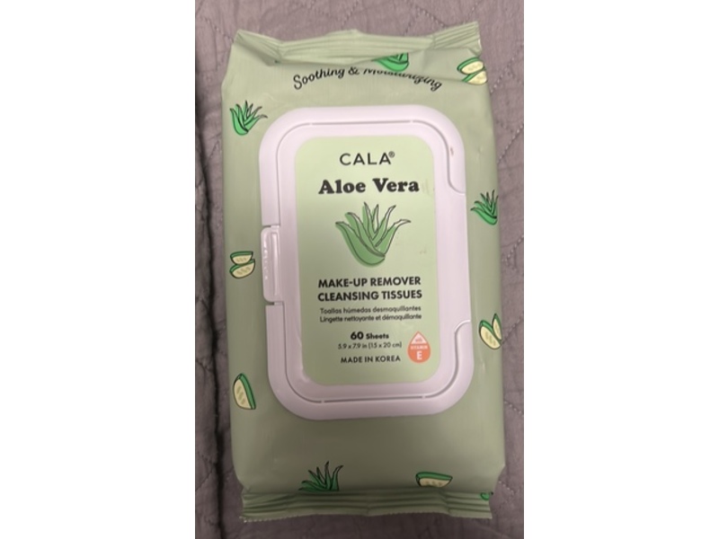 Cala Make-Up Remover Cleansing Tissues, Aloe Vera, 60 Count