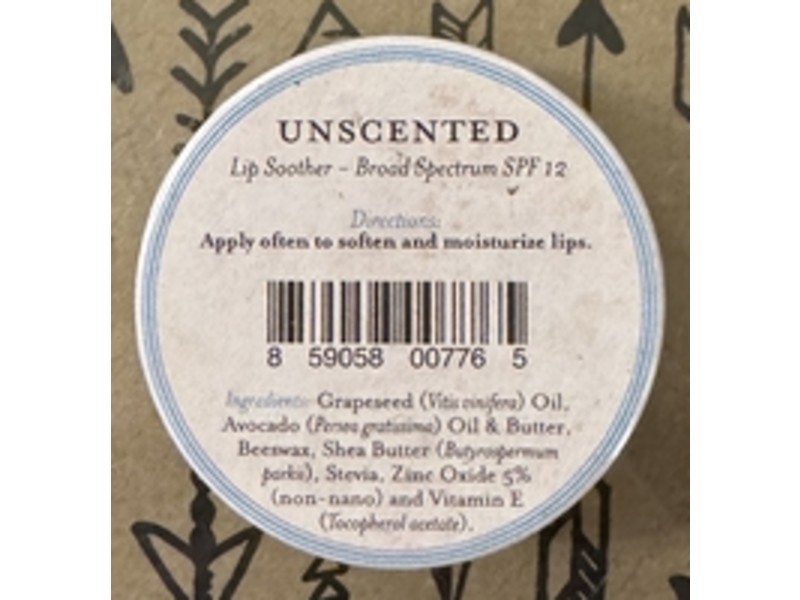 Three Sisters Apothecary Unscented Lip Soother, SPF 12, 0.5 oz/15 g