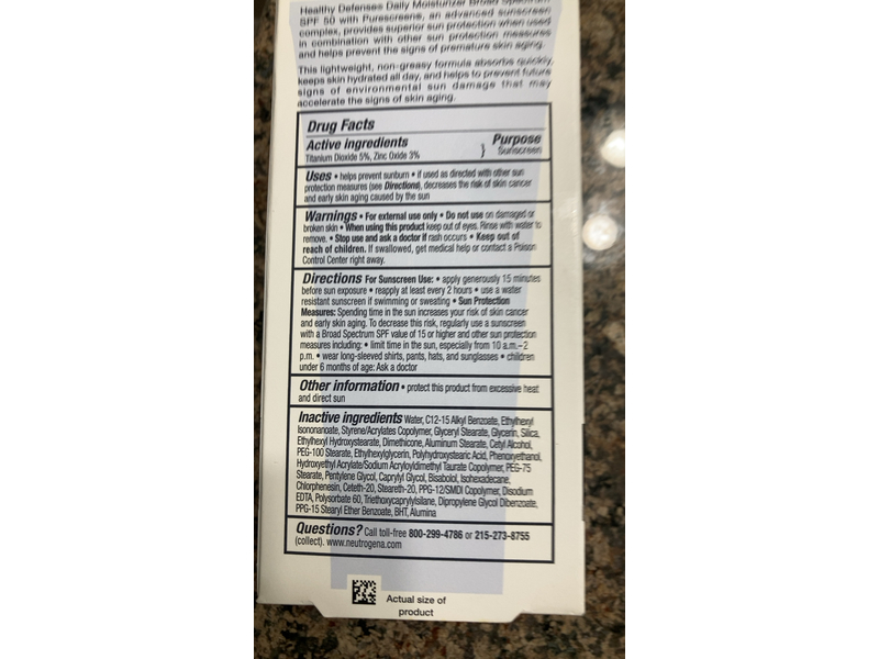 Neutrogena Daily Moisturizer, SPF 50, 1.7 fl oz/50 mL