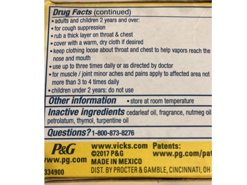 Vicks Vaporub Ointment, Lemon Scent, 1.76 oz/50 g